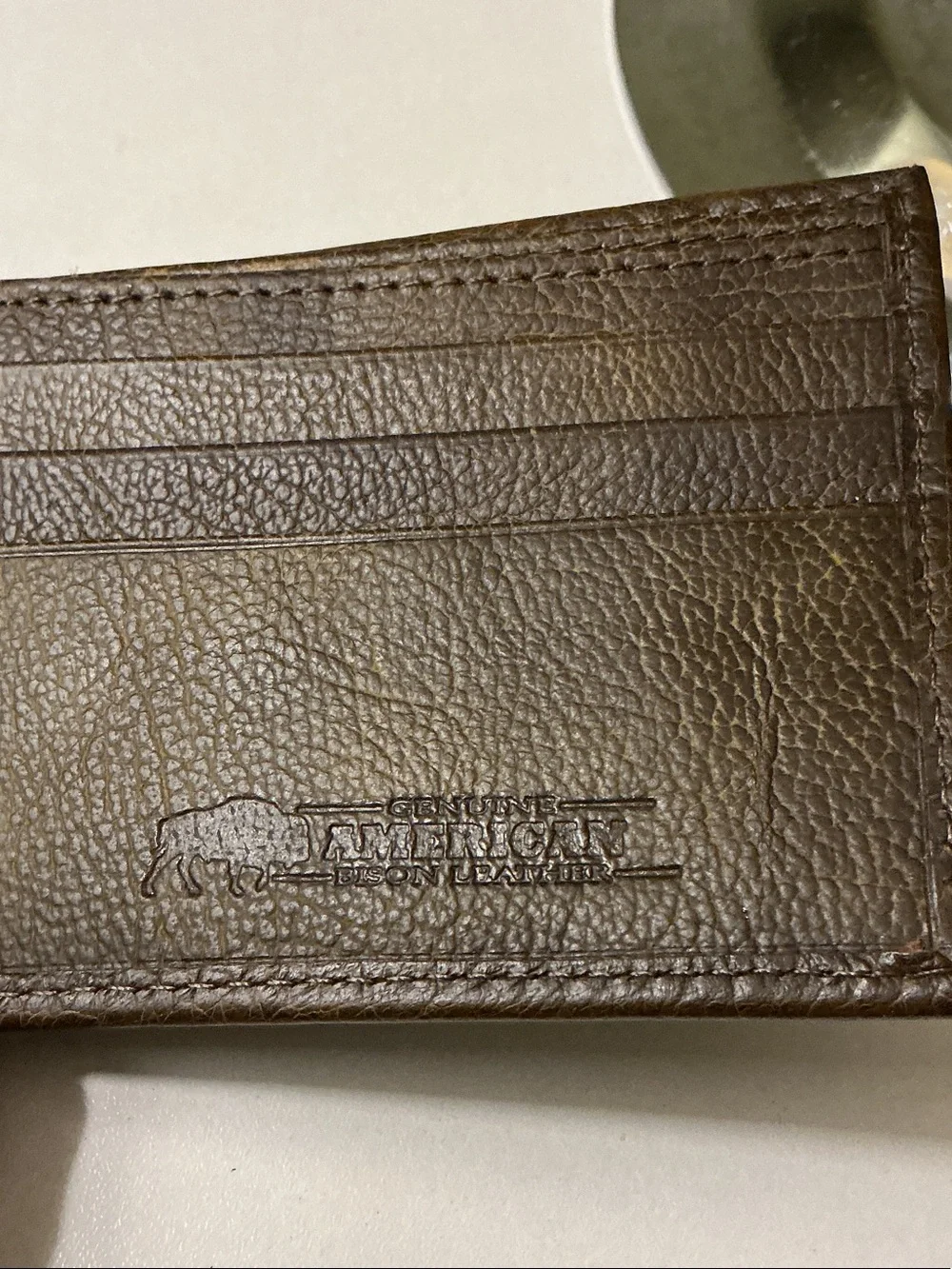 Genuine American Bison Leather Bi-Fold Wallet Brown New Without Tag